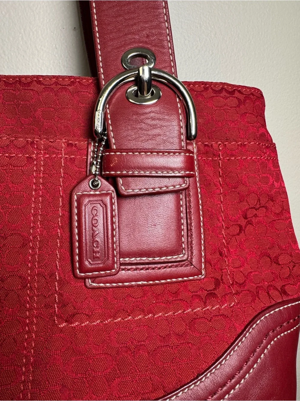 Coach Red Signature Soho Tote and Wallet Set